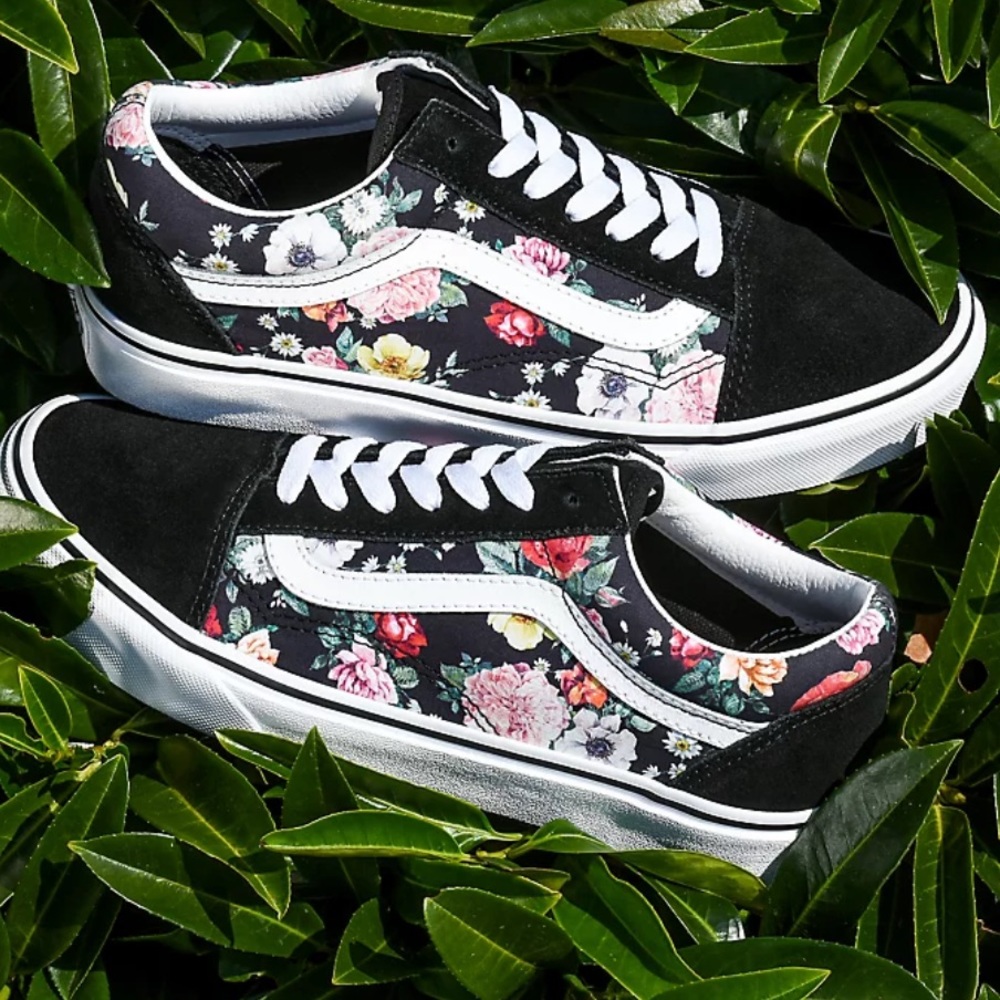 Vans Old Skool Garden Floral & Black Skate Shoes